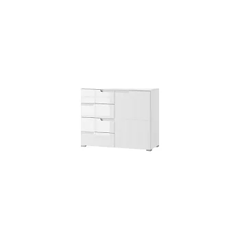 Komoda SAMOA 5 (SELENE 5) - KOMODA se 1 dvířkem a 4šuplíky- bílá mat / bílá lesk (SZ) (K150-Z)