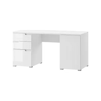 Psací stůl SAMOA 15 (SELENE 15) - PSACÍ STŮL se 2dvířky a 2šuplíky - bílá mat / bílá lesk (SZ) (K150)