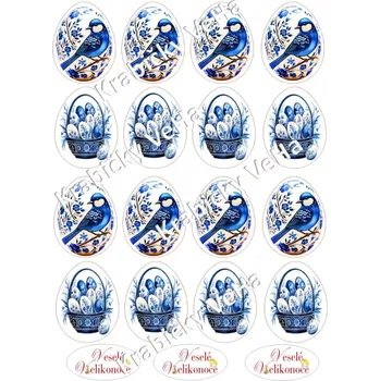 Jedlá dekorace na dort Fondánový list A4 motiv "Velikonoční vejce " 5 cm