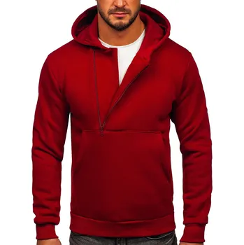 Pánská mikina Vínová pánská silná mikina na zip s kapucí Bolf 02 - S