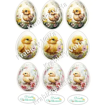 Jedlá dekorace na dort Fondánový list A4 motiv "Velikonoční vejce " 7 cm