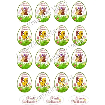 Jedlá dekorace na dort Fondánový list A4 motiv "Velikonoční vejce " 5 cm