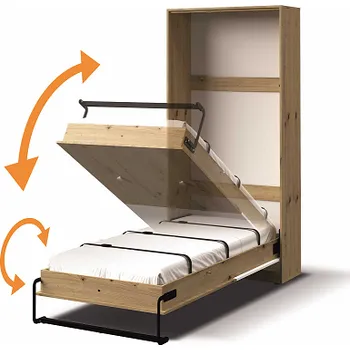 Postel PARADISE 15- Postel výklopná -lamino Dub artisan/bílá mat, úchyt černá (NERO15=5balíků)(DO) (K150-Z)