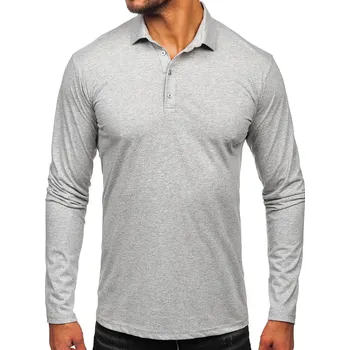 Pánská košile Šedá pánská bavlněná polokošile s dlouhým rukávem Bolf 5119 - S