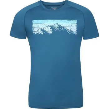 Pánské merino triko PROGRESS MAOR XXL Tmavě modrá, Světle modrá