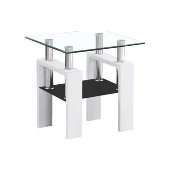 Televizní stolek LISA "D" stolek bílá lak MDF/sklo/ police černá 60x55x60 ( LISADVH1 ) (S) (K150)