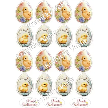 Jedlá dekorace na dort Fondánový list A4 motiv "Velikonoční vejce " 5 cm
