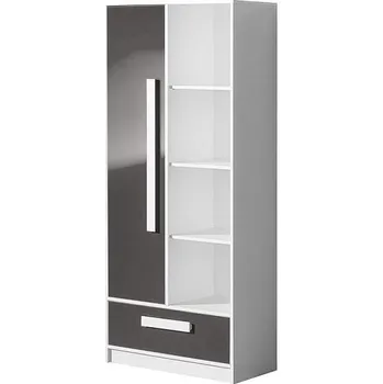 Šatní skříň Kombinovaná dětská skříň GOLIÁŠ 3, bílá/šedá lesk