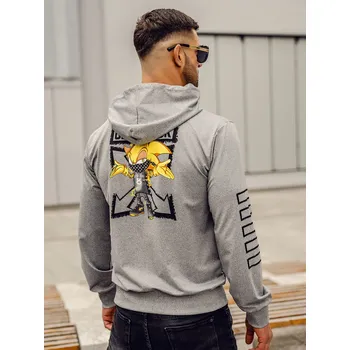 Pánská mikina Šedá pánská mikina s kapucí a potiskem Bolf HM611A - 2XL