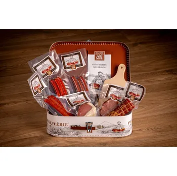 Dárkový potravinový koš PRŠUTÉRIE® Chovaneček DÁRKOVÝ KUFŘÍK z Pršutérie®