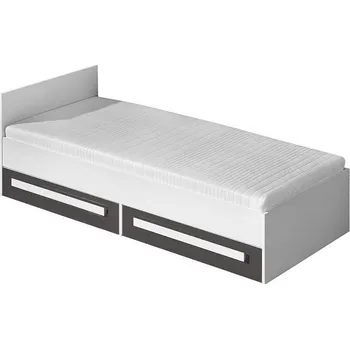 Postel GOLIÁŠ 11- postel včetně roštu (GULIVER 11)-korpus bílá/dvířka šedá lesk/úchyt bílá, bez matrace (DO) (K150-E)