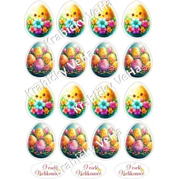 Jedlá dekorace na dort Fondánový list A4 motiv "Velikonoční vejce " 5 cm