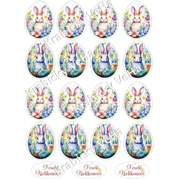 Jedlá dekorace na dort Fondánový list A4 motiv "Velikonoční vejce " 5 cm