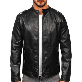 Pánský kabát Černá pánská koženková bunda Bolf 11Z8020 - L