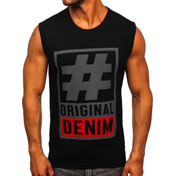 Pánské tílko Černo-grafitové pánské tílko s potiskem tank top Bolf 19802 - 2XL