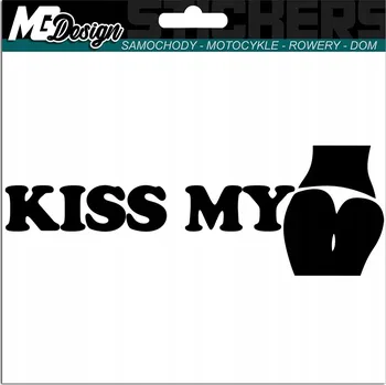 Samolepicí dekorace na vozidlo NÁLEPKA Grafika na auto KISS MY ASS - Vtipná samolepka na auto 16x5,5 cm