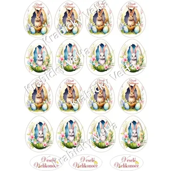 Jedlá dekorace na dort Fondánový list A4 motiv "Velikonoční vejce ZAJÍC 2" 5 cm