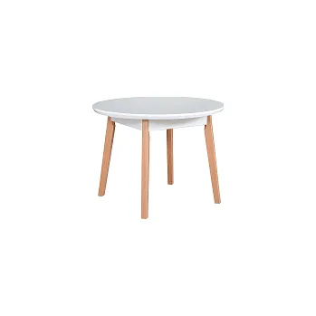 Jídelní stůl OSTENA 4 (OSLO 4) jídelní stůl kulatý rozkládací - deska +sol DÝHA dubová Bílá/noha Buk- kolekce "DRE" (K150-E)