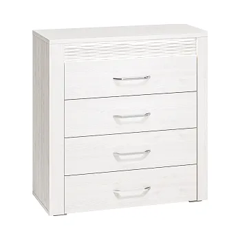 Komoda CALCUTTA 09 (CLERMONT 09) - Komoda 4S, lamino, borovice bílá/barovice bílá MDF (2 balíky) (ML)***POSLEDNÍ KUSY