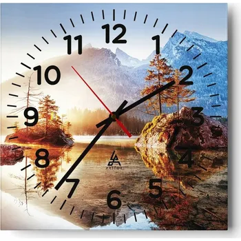 Hodiny Nástěnné hodiny do obýváku 40x40 Krajina Bezhluczne Skleněné hodiny Tiché