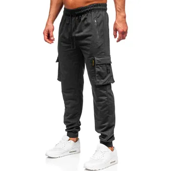 Pánské kalhoty Grafitové pánské jogger teplákové kapsáčé Bolf JX6363 - M