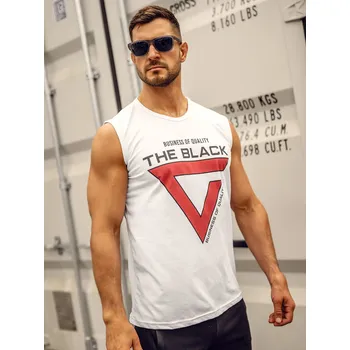 Pánské tílko Bílé pánské tílko s potiskem tank top Bolf 14816A - L