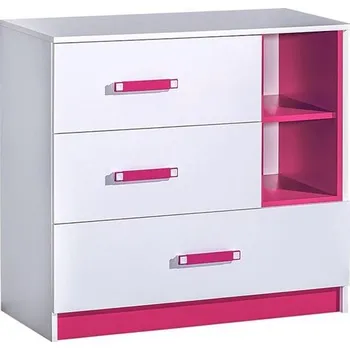 Komoda TRUFEL 8- Komoda 90 (Trafiko 8) - bílá/růžová (DO) (K150-Z)