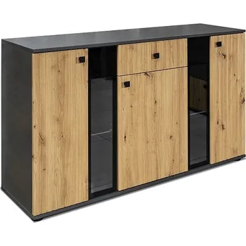 Komoda SORENTA NEW LAMELY - komoda lamino Matera grafitová/ dub artisan (SALSA AR/MAT20=2balíky) "LP" (K150-Z)