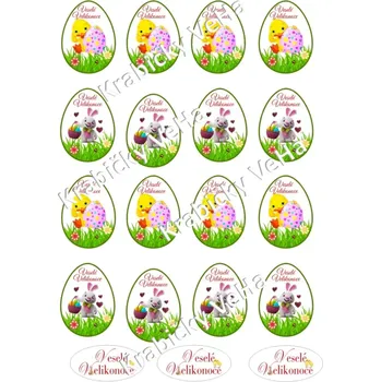 Jedlá dekorace na dort Fondánový list A4 motiv "Velikonoční vejce " 5 cm