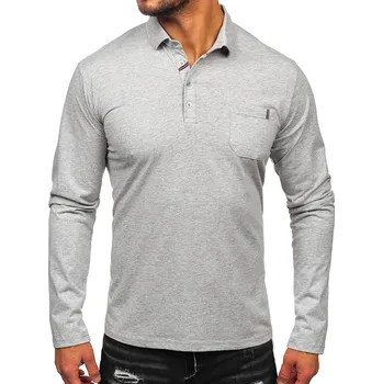 Šedá pánská bavlněná polokošile s dlouhým rukávem Bolf 5120 - XL