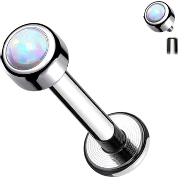 Piercing Atreya Titanová labreta s vnitřním závitem a opálovým kamenem June Barva: Opálová růžová