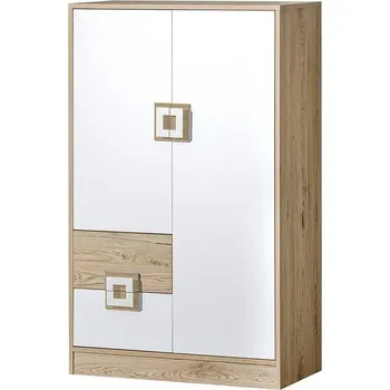 Komoda NIKOS 7 - Komoda 80 vysoká (NICO 7) - bílá/dub světlý- úchyt dub světlý (DO) (K150-Z)