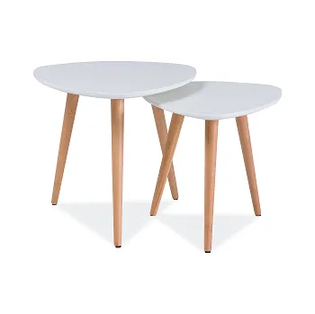 Konferenční stolek NOLAN A - set 2ks konferenčních stolků bílá MDF/buk masiv (NOLANABBU=1BALÍK) (S) (K150-E)