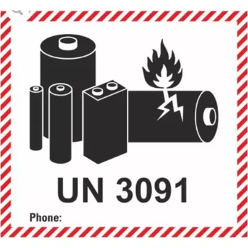 Značení ADR nálepka samolepící - značka pro lithium kovové baterie - UN 3091(10 x 10 cm) ozn. 293496