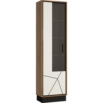 Knihovna BERNADET V01L - VITRÍNA VYSOKÁ UZKÁ LEVÁ - lamino dub catania/černá perla/bílý lesk (BroloBROV01L=3BALÍKY) (W) (K150) NOVINKA