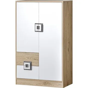 Komoda NIKOS 7 - Komoda 80 vysoká (NICO 7) - bílá/dub světlý- úchyt šedá (DO) (K150-Z)