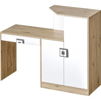 Psací stůl NIKOS 11 - Psací stůl s komodou (NICO 11) - bílá/dub světlý - úchyt šedá (DO) (K150-Z)