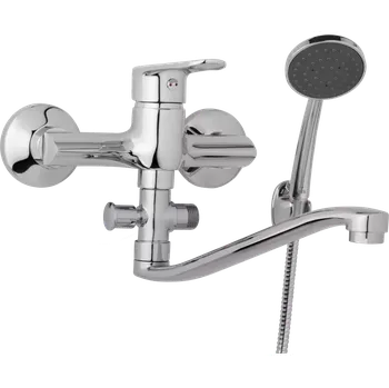 Vodovodní baterie JB Sanitary Nástěnná umyvadlová a sprchová baterie FINERY, rozteč 150 mm, s příslušenstvím, ramínko 250 mm F10 36 21