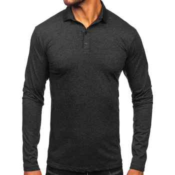 Grafitová pánská bavlněná polokošile s dlouhým rukávem Bolf 5119 - L