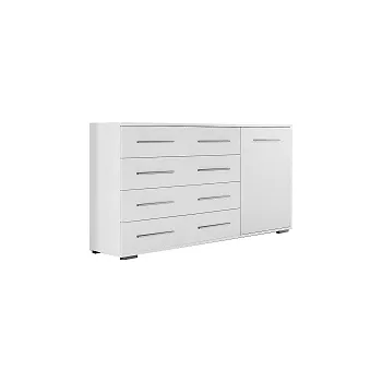 Komoda FRANCESKO MAXI 1D4S - komoda lamino CELÁ bílá (Frida1D4S -02 BB= 3balíky)(IZ) (K150)