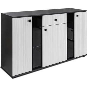 Komoda SORENTA NEW LAMELY - komoda lamino Matera grafitová/ bílá (SALSA WH/MAT20=2balíky) "LP" (K150-Z)