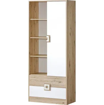 Šatní skříň Kombinovaná dětská skříň NIKOS 4, bílá/dub jasný