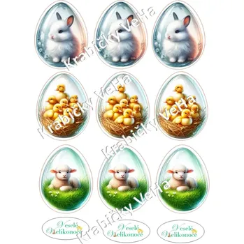 Jedlá dekorace na dort Fondánový list A4 motiv "Velikonoční vejce " 7 cm