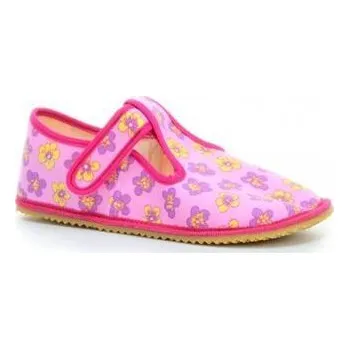 Chlapecké pantofle Dívčí barefoot papuče PINK FLOWER, Beda vel. 32