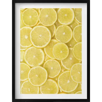 Obraz Dekorativní nástěnný obraz v černém rámu do pokoje Ovoce citróny 60x80 cm