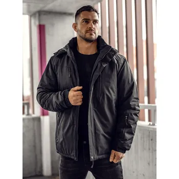 Pánská parka Černá pánská zimní bunda Bolf 22M320A - S