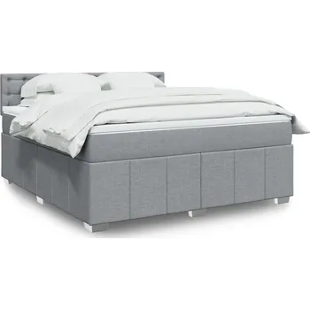 Postel vidaXL Box spring postel s matrací 180x200 cm textil [3289462] Barva: světle šedá