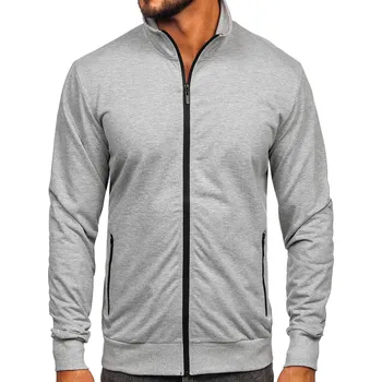 Pánská mikina Šedá pánská mikina na zip se stojáčkovým límcem Bolf B229 - 2XL