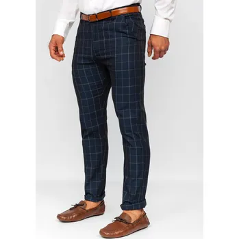 Pánské kalhoty Tmavě modré pánské textilní karované chino kalhoty Bolf KA9023 - 30/S