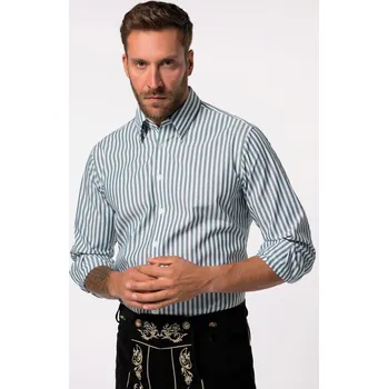 Pánská košile JP1880, Plus size Pruhovaná košile, Business, dlouhé rukávy, skrytý límeček s knoflíky, Easy Care, Modern střih, do 8XL pro plnoštíhlé nadměrná velikost, 828754454-1453, zelený, 4XL, Plus size oblečení, Oblečení pro vysoké muže, Nadměrné velikosti, Obleče